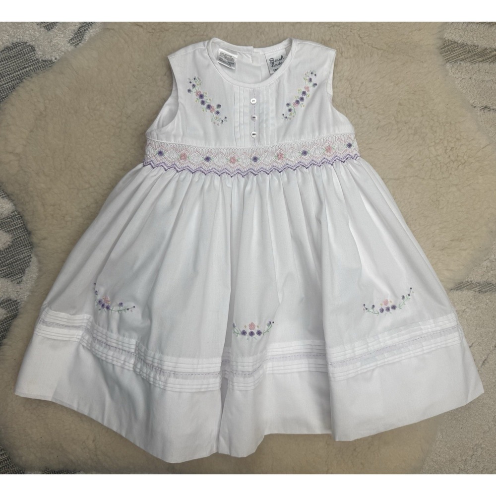 Vintage Sarah Louise England Hand Smocked Embroidered Dress 18M Cottagecore Baby